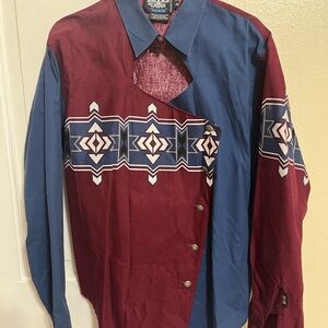 Panhandle Slim Maroon and Blue Western Shirt